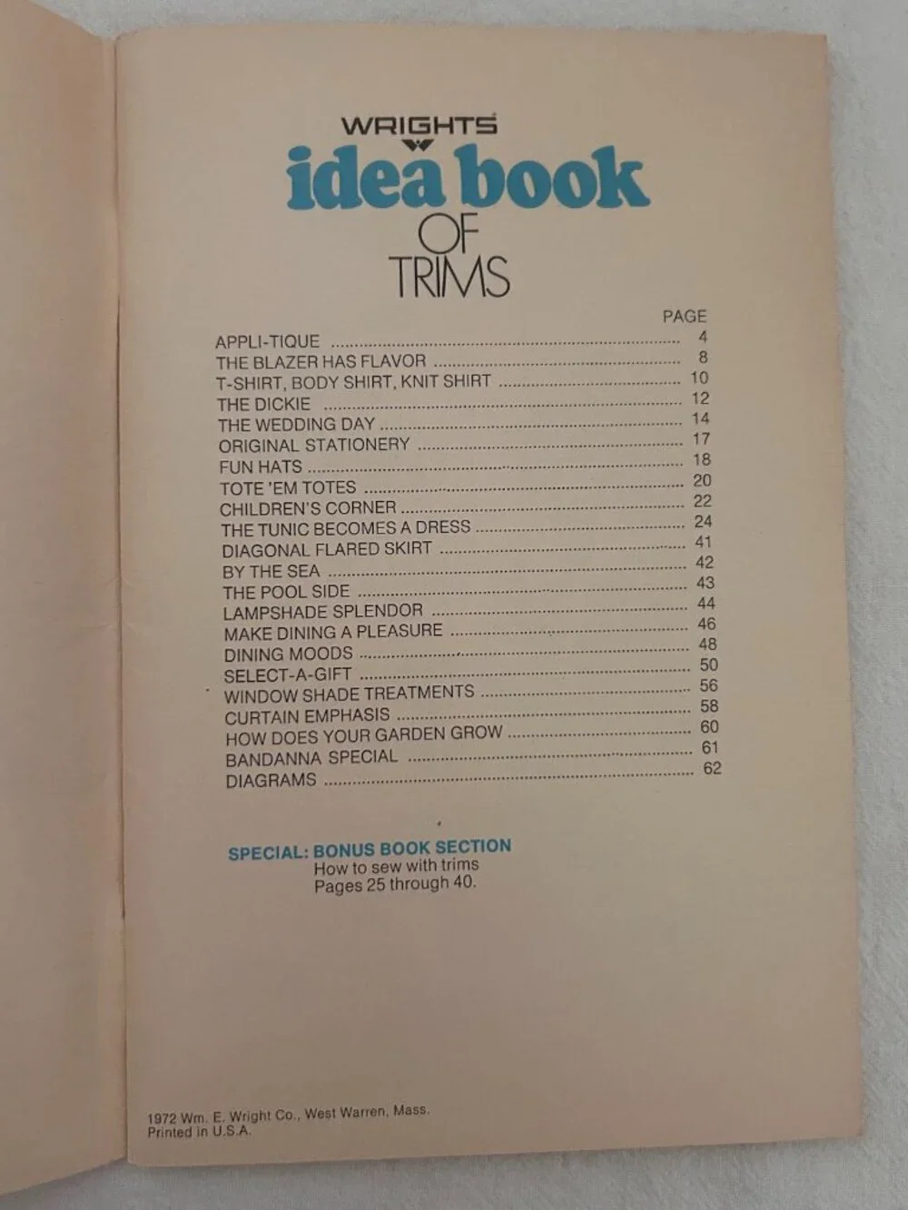 Vintage 1972 Wrights Idea Book of Trims Booklet